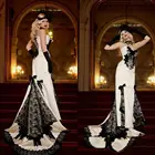 Винтажное белое черное кружевное свадебное платье в викторианском стиле, готическое Милое сексуальное длинное свадебное платье русалки, свадебное платье
