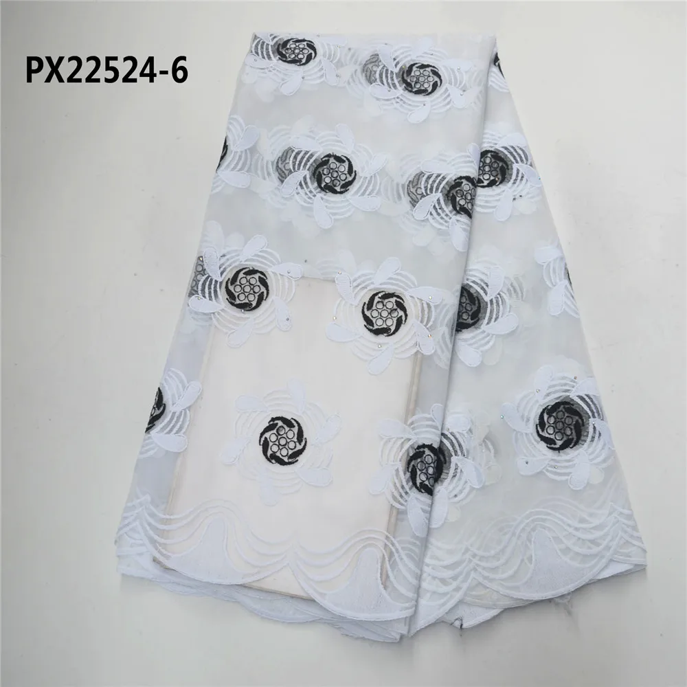 Нигерия Бесплатная доставка белое Сетчатое кружевное платье с вышивкой для