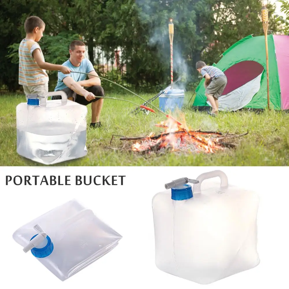 

20L Outdoor Sports Camping Foldable Water Bag Hiking Storge Water Bucket Picnic Water Container Lifting Carrier Bag With Faucet