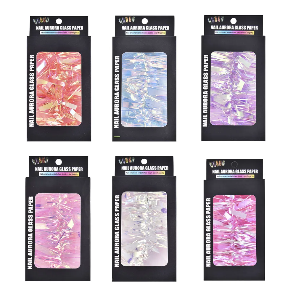 

1Box Glass Symphony Paper 3D Nail Design Decoration Nail Art Design Sticker Decal Colorful Laser Mirror Sticker DIY New