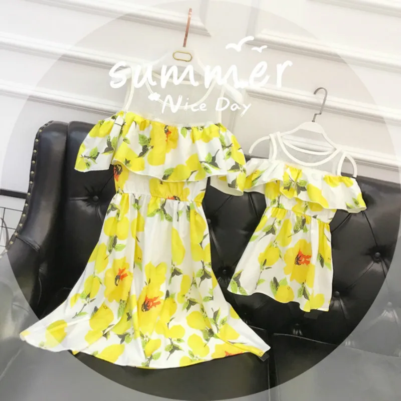 Семейные комплекты платье для мамы и дочки повседневные шифоновые платья с