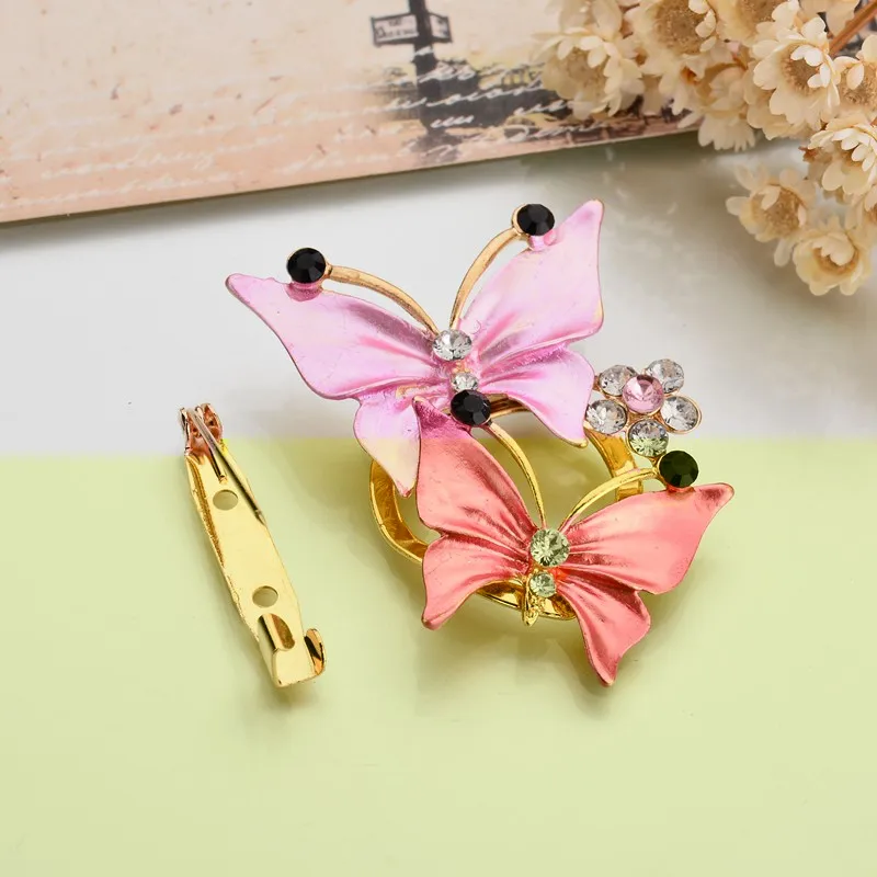 Gariton роскошный золотой цвет кристалл шарф с бабочкой клип горный хрусталь броши