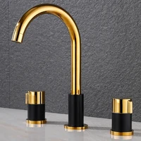 basin faucet mixer bathroom sink faucets gold black brass 3 holes double handle bathbasin bathtub taps hot and cold water mixer