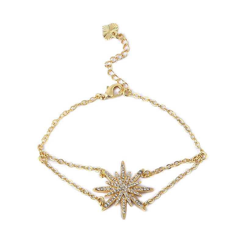 

FYSARA New Fashion Trendy Gold Filled Statement Jewelry Bangle Flower Design Pendant ​Gold-Plated Copper Nice Bracelet For Women