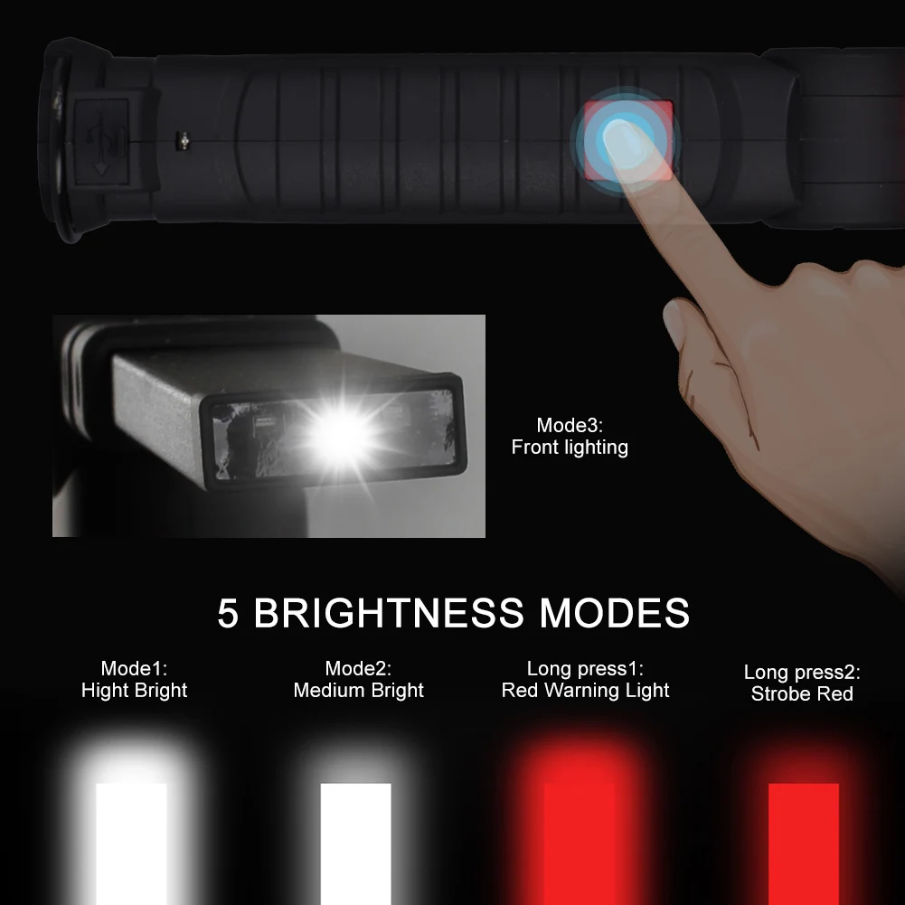 Перезаряжаемый рабочий светильник светодиодный портативный с питанием от USB COB