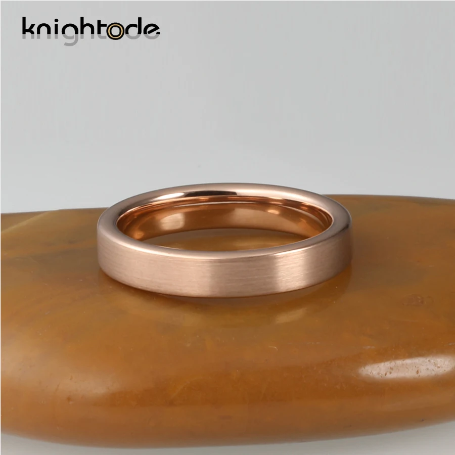 4 мм розовое золото карбид вольфрама кольцо Леди помолвка юбилей плоский ремешок