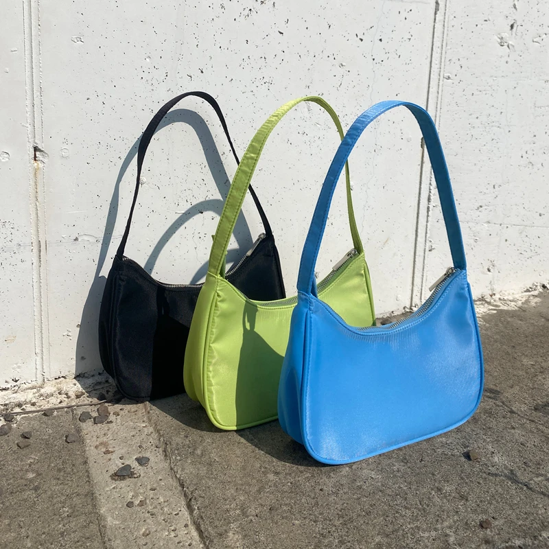 

Модная женская сумка-хобо для подмышек, нейлоновые дамские сумочки на одно плечо, клатч, кошелек, универсальная простая маленькая дамская с...