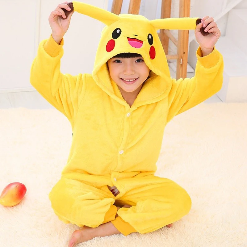 

Halloween Children kigurumi Anime Kids Costumes Cosplay Cartoon Animal Sleepwear Unicorn Winter Warm Hooded