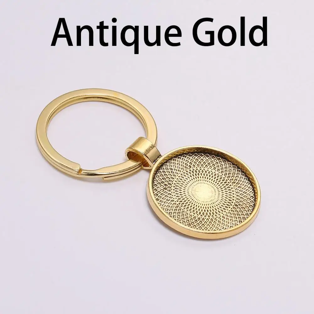 Antique Gold 5 шт./лот 25 мм брелок Подвеска ободок пустой Кабошон База Установка Llaveros застежка фурнитура брелок для DIY ювелирных изделий - Цвет: Antique Gold