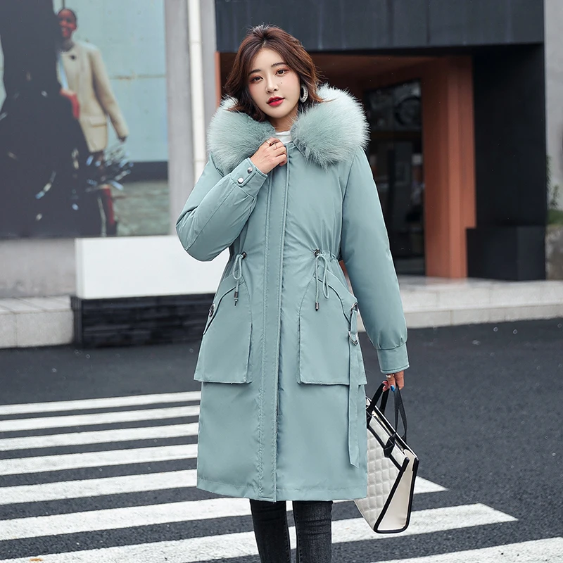 

2021 Loose Coat Cotton Long Fund Increase Cotton-padded Clothes Easy Cotton-padded Jacket Woman Send Overcome
