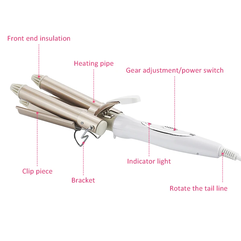 

Kemei Electric Hair Curling Iron Ceramic Triple Barrel fashion Curler Irons Hair Wave Hair Styler Wand Waver Styling Tools D38