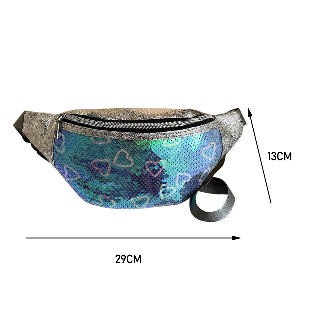 

Women Casual Shoulder Crossbody Bag Portable Outdoor Sport Zipper Belt Money Purse Female Fashion Shiny Sequins Women Chest Pack