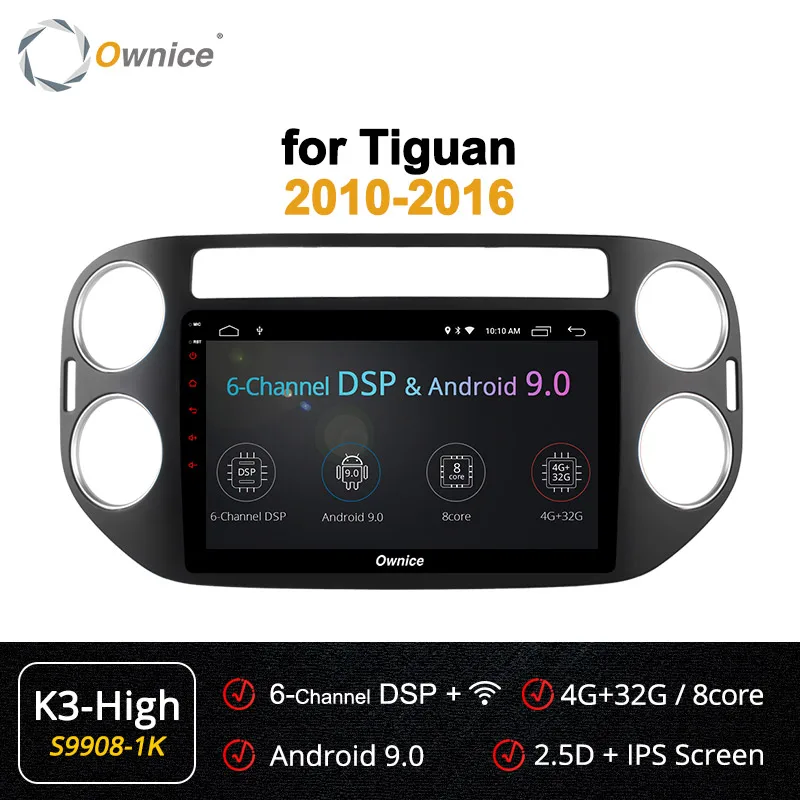 S9908-1 K3 HIGH Ownice Автомобильный плеер gps Navi k3 k5 k6 для VW tiguan 2010 2011 2012 2013 Android 9,0 8Core 4G DSP 360 панорама SPDIF - Цвет: S9908-1 K3 HIGH