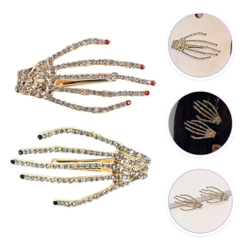 

4Pcs Skeleton Hand Design Hairpin Creative Duckbill Clip Women Hair Decoration