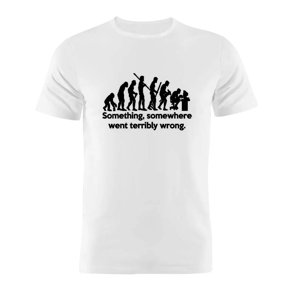 Футболка унисекс 100% хлопок эволюция что-то пошло в ужас неправильный разработчик