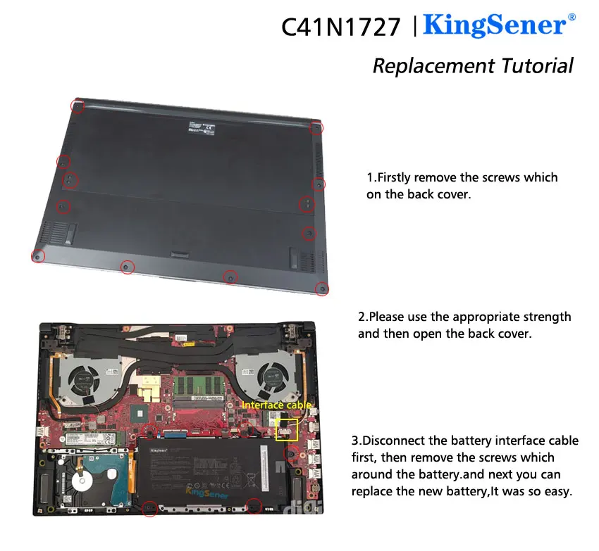 

Kingsener C41N1727 15.4V 55WH Laptop Battery For ASUS ROG Zephyrus GM501 GM501G GM501GM GM501GS GU501 GU501GM