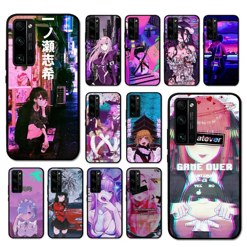 

Vaporwave Glitch Anime Girl Phone Case For Huawei Honor V30 30 9X 7A Pro View 20 10 9 Lite 10I 8C 8X 5A Play Cover