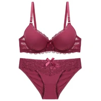 bra for women set lace solid women underwear adjusted straps suit with push up soft bra and thong set 36 38 40 42 44 a b c cup