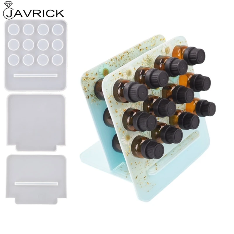 

1 Set Crystal Epoxy Resin Mold Essential Oil Storage Rack Silicone Mould DIY Crafts Organizer Display Stand Mold