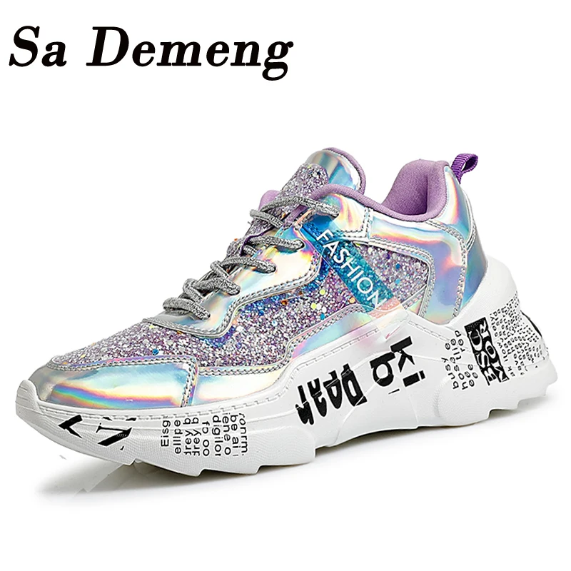 Женские кроссовки на толстой платформе Женская Повседневная Вулканизированная