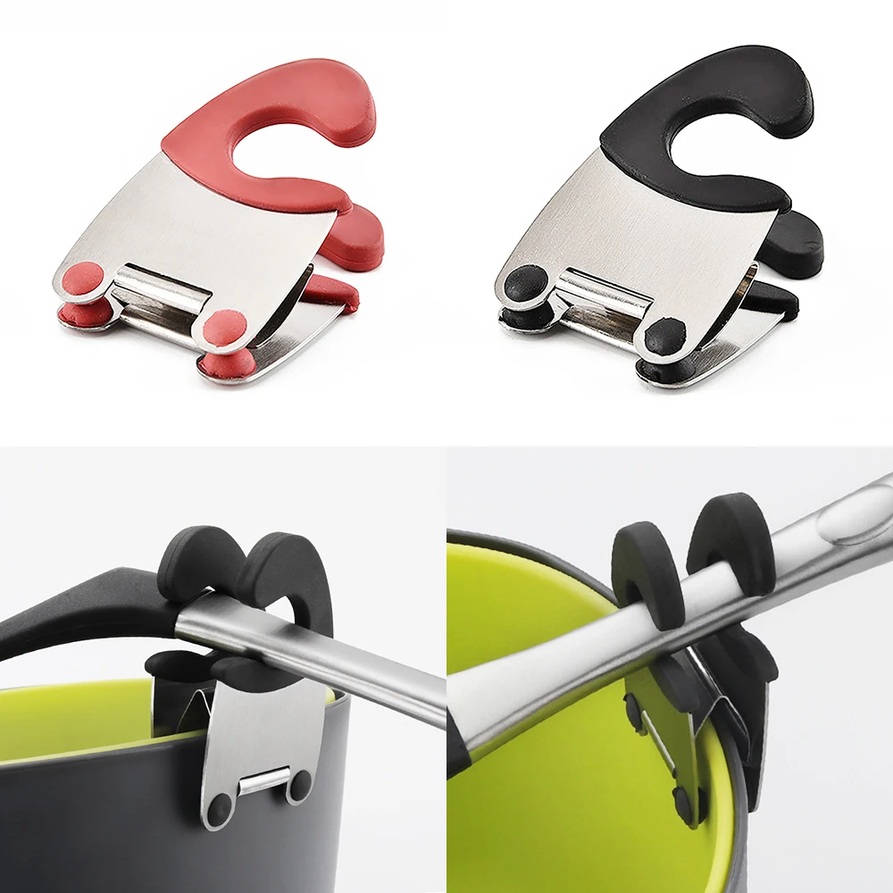 

1Pc High Quality Stainless Steel Pot Clips Kitchen Tools Spoon Rest Snap On Pots And Pans For Home Kitchen Utensil Holder