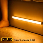 Умный беспроводной светильник светодиодный светильник для шкафа с датчиком движения аккумуляторная Ночная лампа для кухни, гардероба, спальни, прикроватная Светодиодная лампа