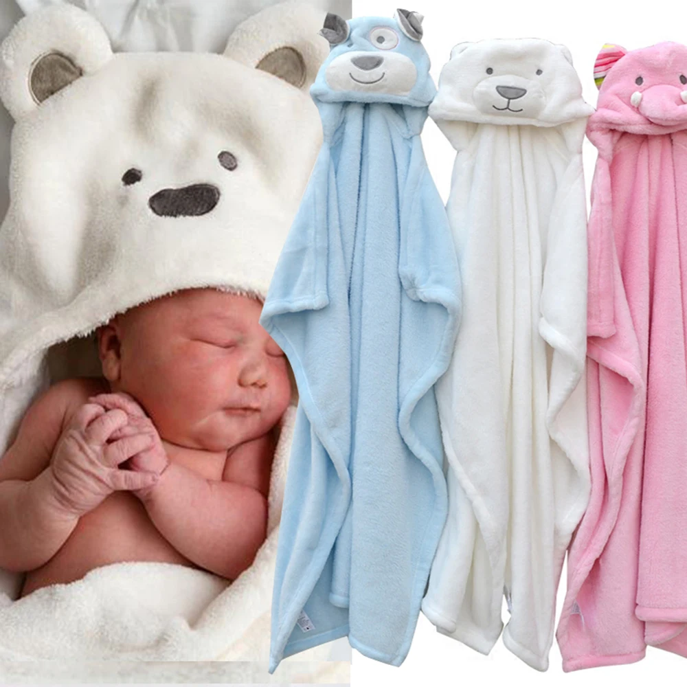 cute bear dog elephant baby hooded bathrobe towel baby receiving fleece blanket neonatal hold to be Children kids infant bathing