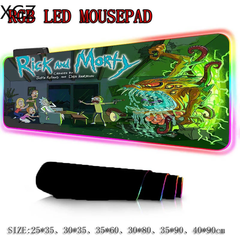 

Fashion Anime Morty Gamer Large RGB Gaming Mouse Pad Locking Edge Rubber Soft Laptop Computer Desk Mat FOr Lol Csgo
