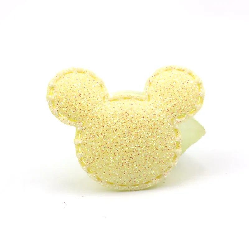 Candy yellow 40 шт., 3,2*3,8 см блестки в форме Микки, блестящие мягкие аппликации для детских головных уборов, самодельные нашивки, шпильки, аксессуары для украшения - Цвет: Candy yellow