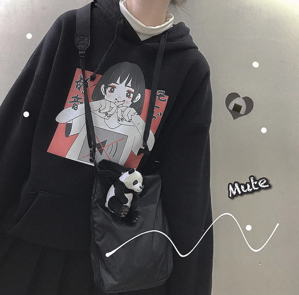 Аниме принт толстовка женская Kawaii Толстовка Harajuku одежда пуловер с капюшоном корейского размера плюс тонкая Повседневная Уличная одежда Топ V562