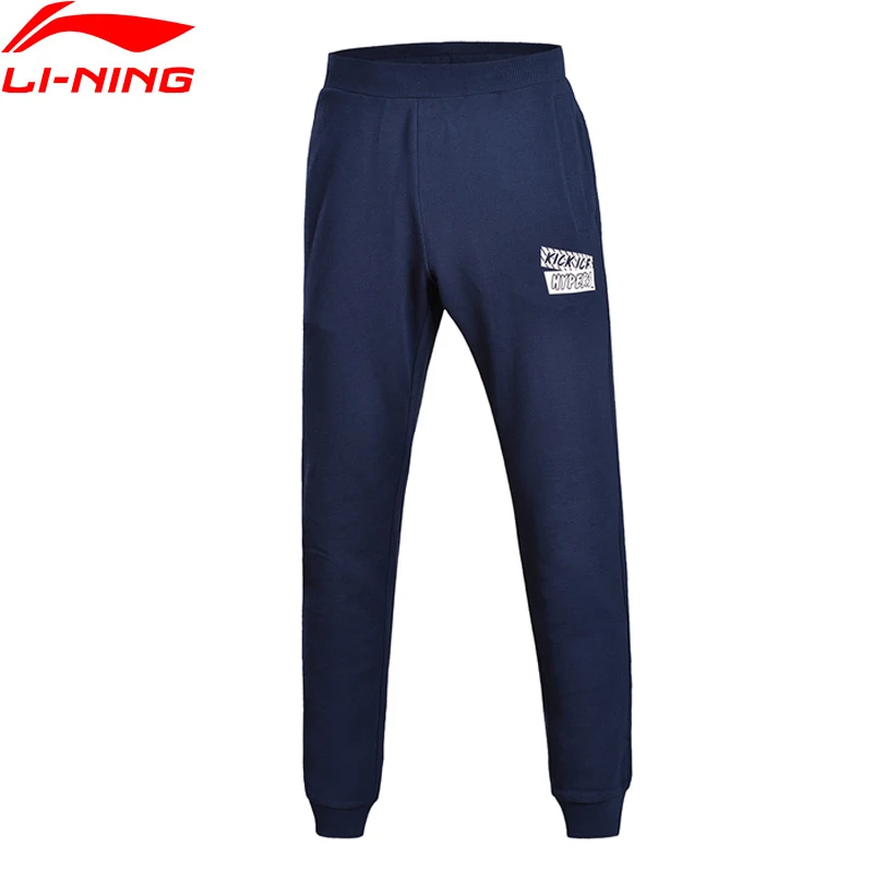 Li-Ning, мужские трендовые спортивные штаны, обычная посадка, 90% хлопок, 10% полиэстер, подкладка, теплые спортивные штаны AKLM595 MKY325