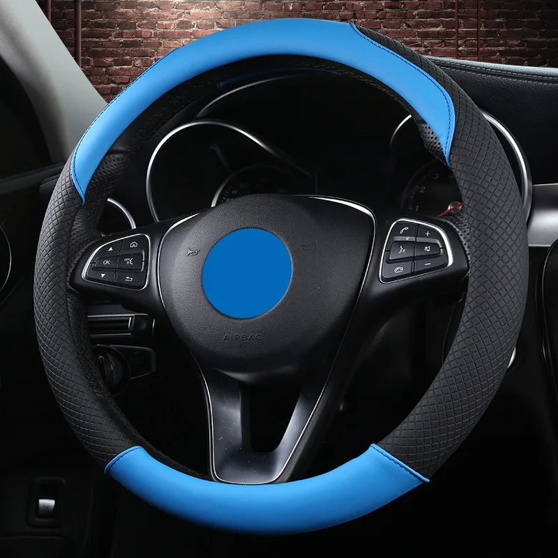 

Car Steering Wheel Cover Protection Anti-slip Embossing Faux Leather Car-styling For 37-38CM Diameter Car Accessories Universal