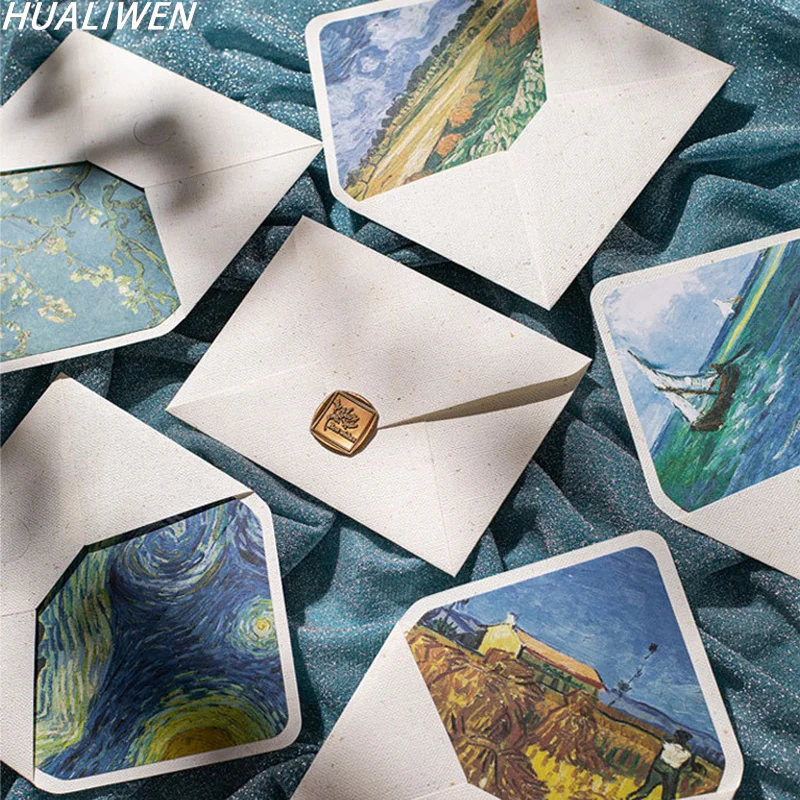 

5pc/lot 175X125MM Vintage Paper Envelopes Classic Van Gogh Oil Painting Artistic Envelopes For Wedding Invitation Envelope