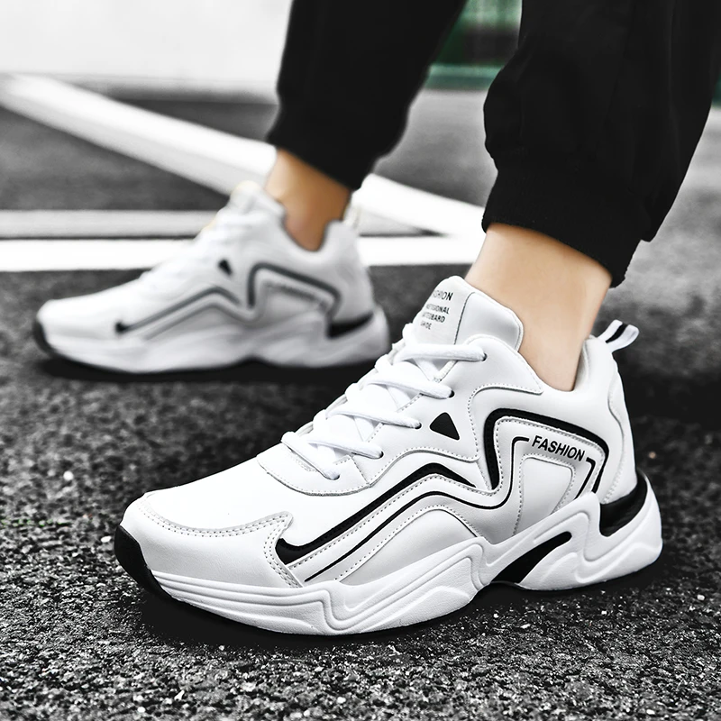 

Men's Sneakers Fashion Men Casual Shoes Breathable Sports Man Shoes Lace Up Leather Sneakers Trainers Walking Shoes Zapatillas