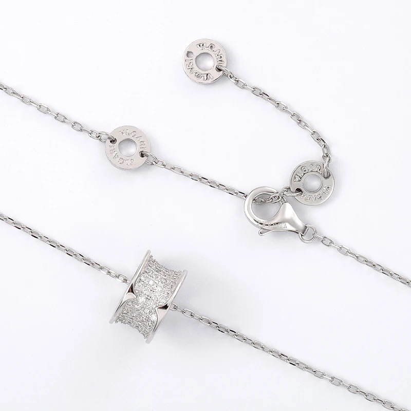 

Exquisite small waist sterling silver necklace light luxury set with zircon circle pendant female bestie friend birthday gift3