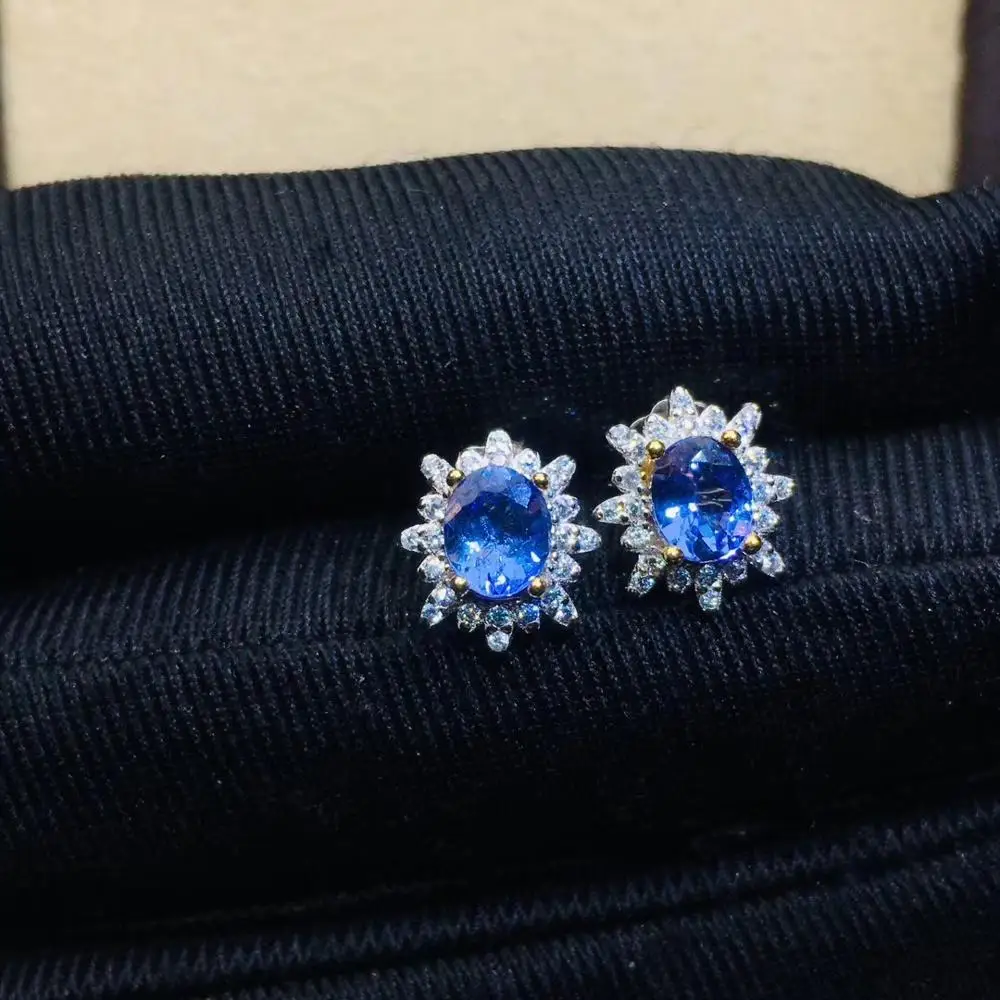 

Free shipping Natural and real anzanite 925 sterling silver Earring Fashion Earring