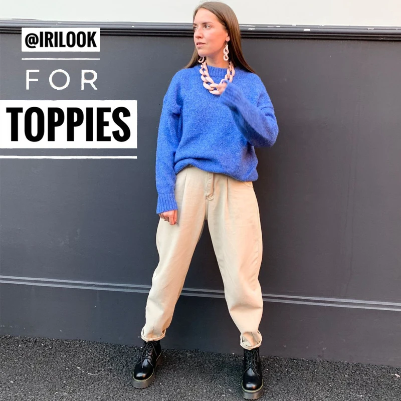 Женский трикотажный свитер розовый Свободный пуловер с круглым вырезом