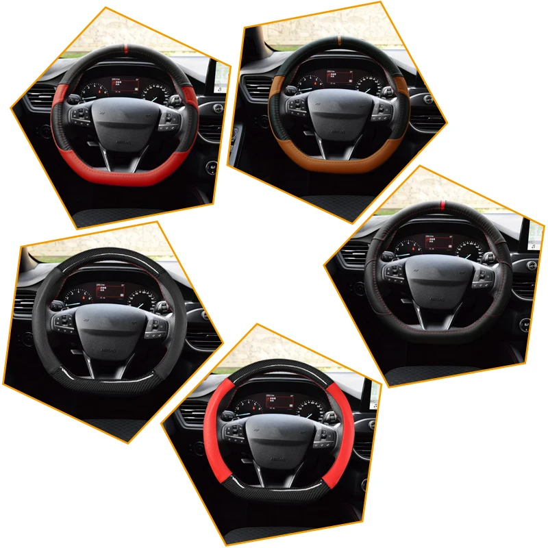 Чехол для руля Ford Focus 4 2018 2019 кожаный 38 см противоскользящий чехол на ступицу