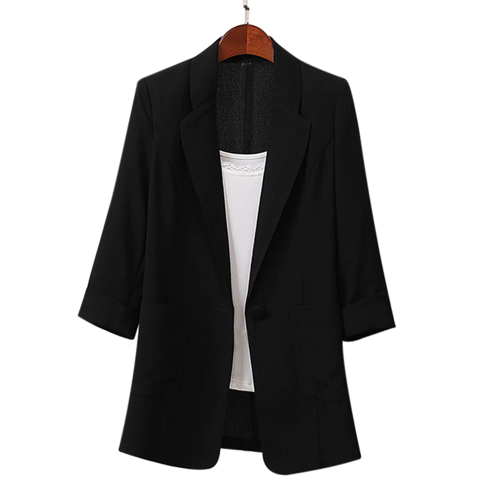

Cotton and Linen Long Large Size Suit Jacket Loose Casual Fashion Suit Women'S Clothing