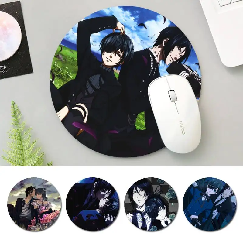 

Factory Direct Black Butler office Mat Round Size Rubber Mouse Pad Gaming Player Desktop Pad Computer Laptop Mouse Pad