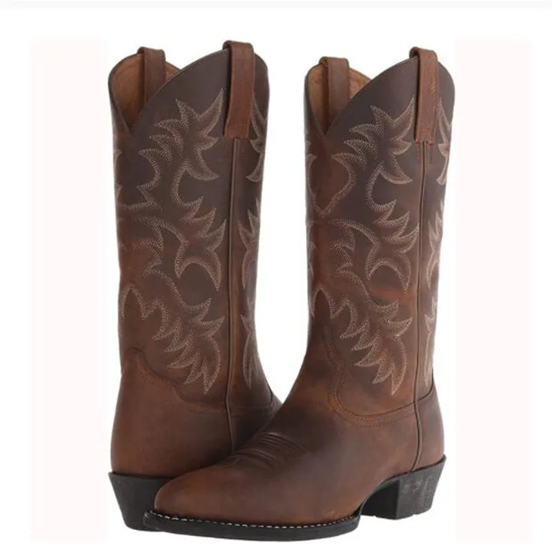 

Men's boots 2021 western cowboy motorcycle boots men boots autumn outdoor leather totem mid-heel fashion design men's boots
