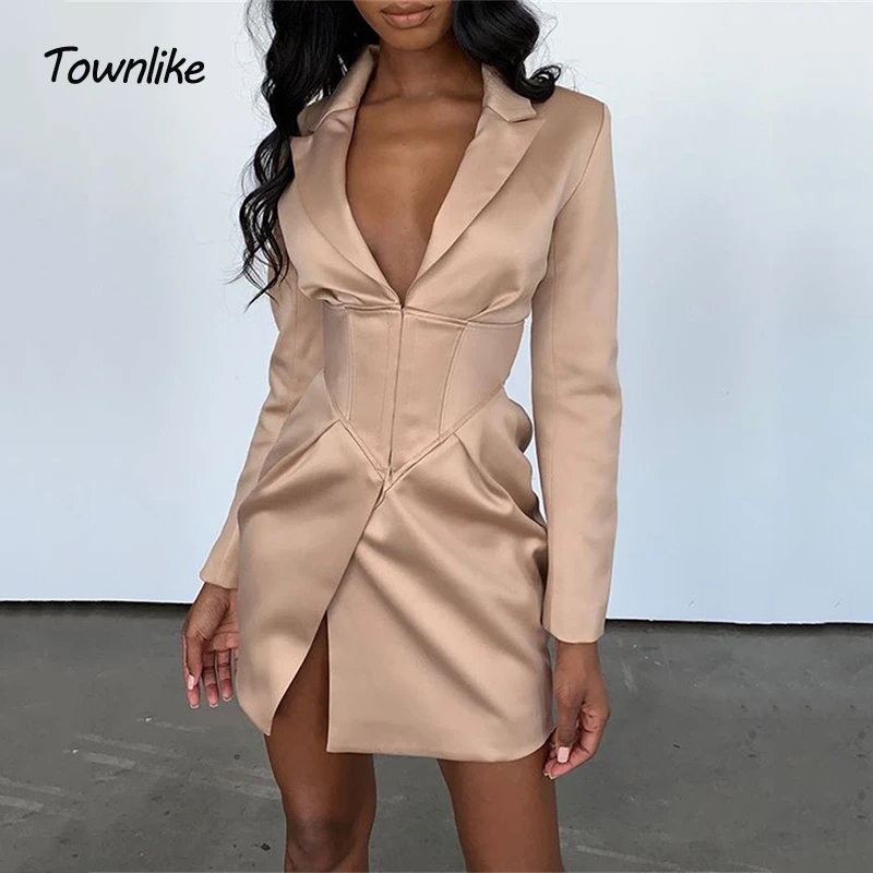 Женский Длинный блейзер с длинным рукавом Townlike повседневный Блейзер со скрытым