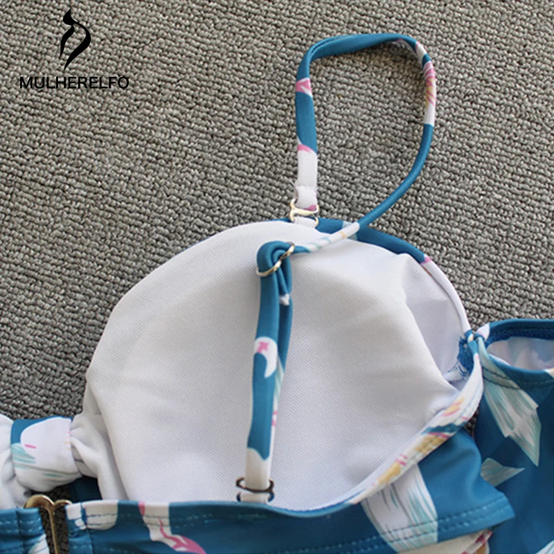 

Oversize Strapless Flower Printing Women Swimsuit Sexy Chest Pad Underwear High Waist Elastic Swimwear Female Bikini Set Holiday