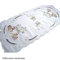 europe retro lace handmade cotton embroidery bed table runner cloth cover tablecloth home easter decoration