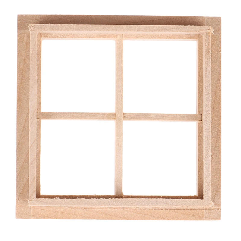 

Миниатюрный белые деревянные окна Традиционный 4-панели оконной рамы 1:12 весы кукольный домик аксессуары для ручной работы
