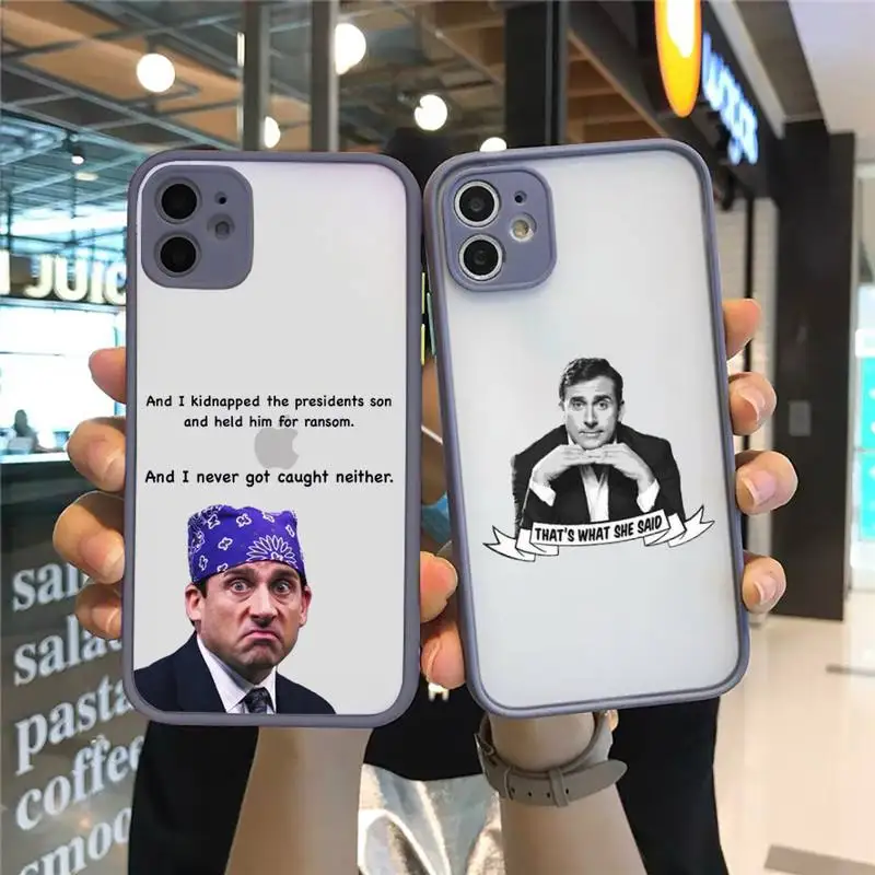 

The Office TV show funny star America Phone Case For iPhone 13 12 11 Mini Pro XR XS Max 7 8 Plus X Matte transparent Gray