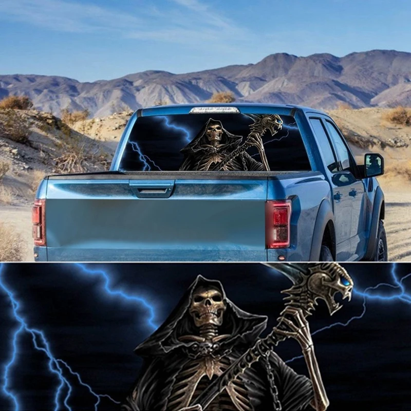 

Grim Reaper for Truck Jeep Suv Pickup 3D Rear Windshield Decal Sticker Decor Rear Window Glass Poster 53.1 x 14.2 Inch