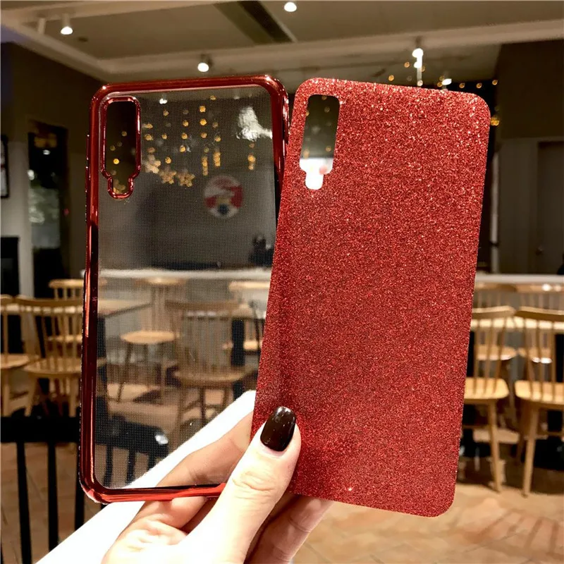 Силиконовый чехол с блестками для Samsung Galaxy S7 Edge S8 S9 S10 A6 A8 J4 J6 Plus A7 A9 2018 A10 A20 A30 A40 A50 A70