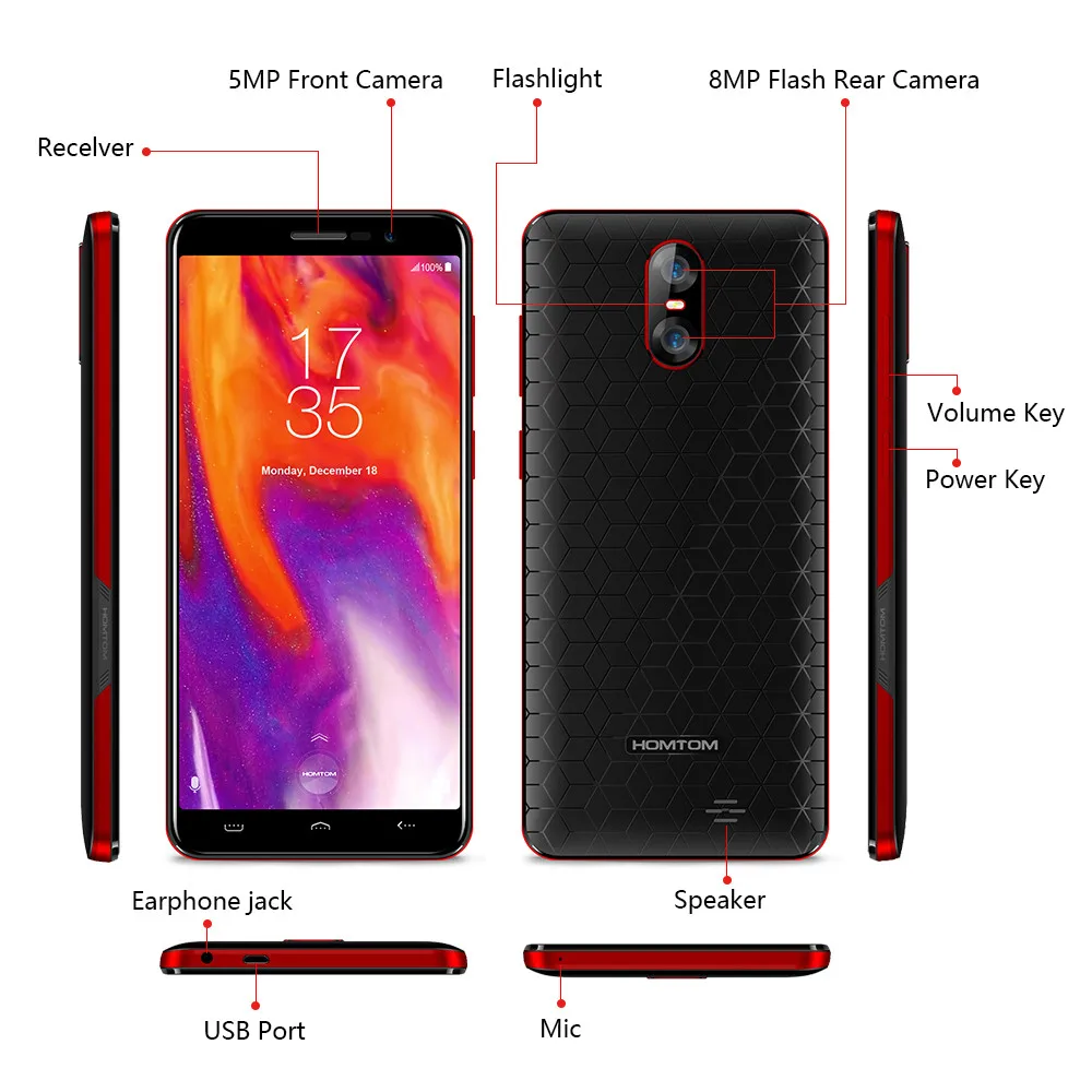 Оригинальный смартфон S12 3G WCDMA Android 6 0 полный экран 1 ГБ ОЗУ 8 Гб ПЗУ MTK6580 четыре ядра