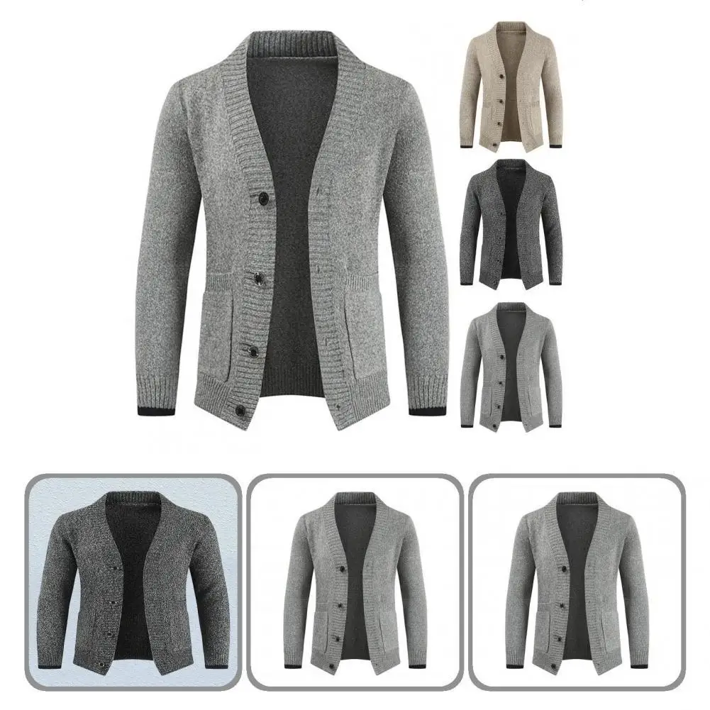 

Мужской трикотажный свитер с карманами, с резинкой на манжетах